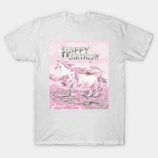 Angelic Horses Birthday Greeting T-Shirt